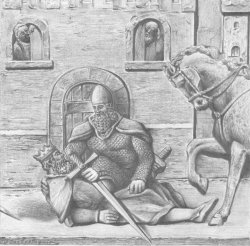 El Cid  acude en ayuda del rey Sancho herido por Bellido Dolfos